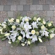 White Lily &amp; Rose Casket Spray